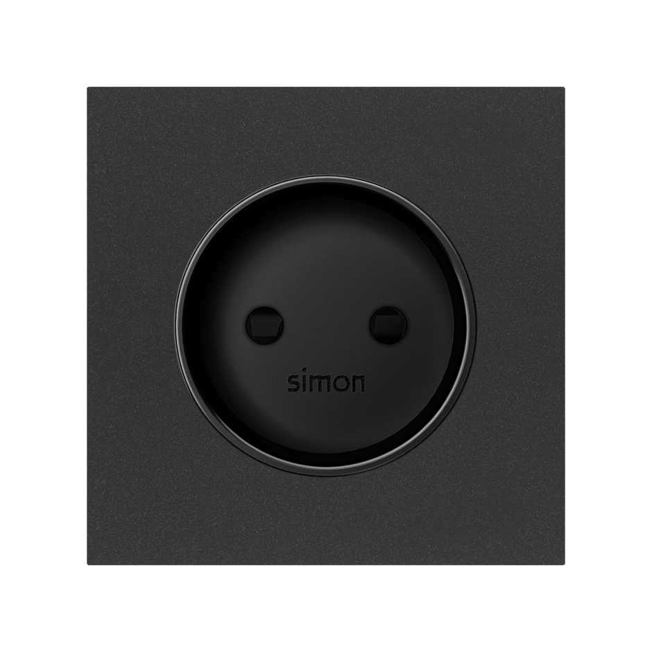 Simon 100 Черный матовый Накладка розетки без заземления